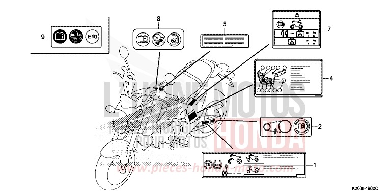 ETIQUETTE DE PRECAUTIONS (E,ED,F) de MSX125 CANDY PISCES BLUE (PB329) de 2014