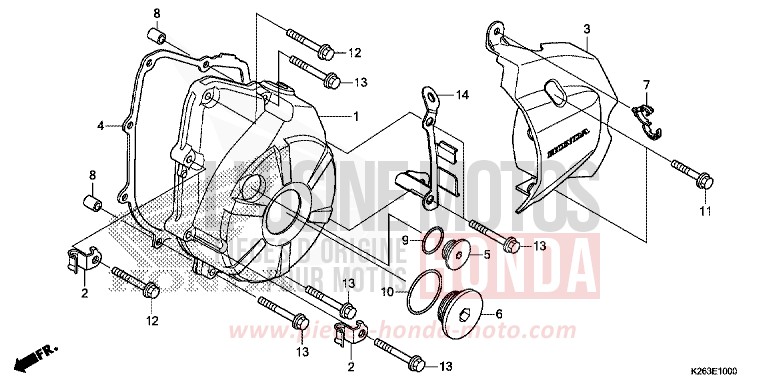 PANNEAU CARTER-MOTEUR G. de MSX125 PEARL HIMALAYAS WHITE (NHA87) de 2014