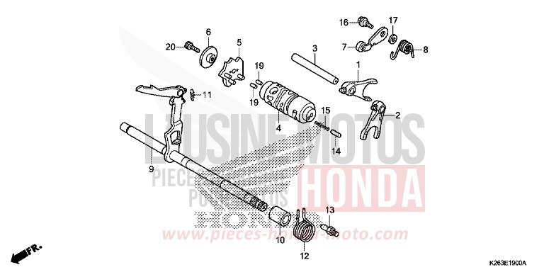 BARILLET DE SELECTION de MSX125 PEARL HIMALAYAS WHITE (NHA87) de 2014