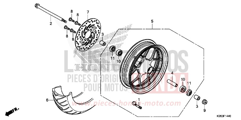 ROUE AVANT de MSX125 PEARL HIMALAYAS WHITE (NHA87) de 2014