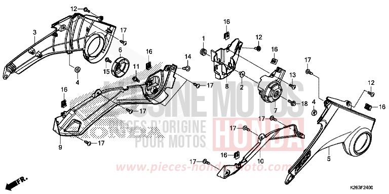 COUVERCLE LATERAL de MSX125 PEARL HIMALAYAS WHITE (NHA87) 2014