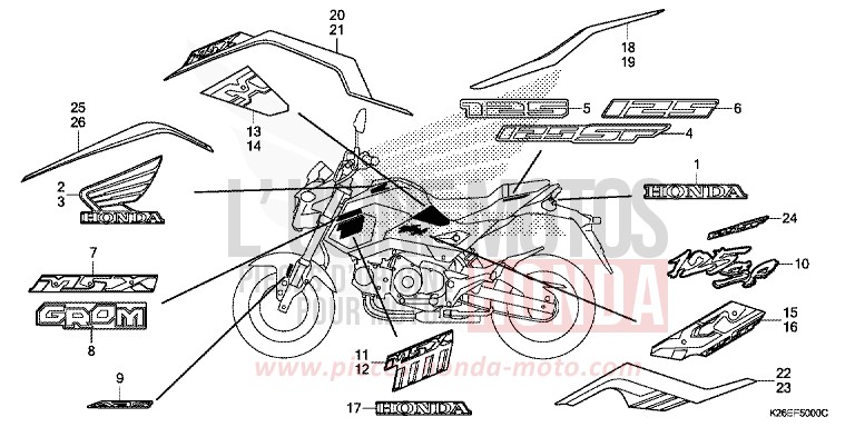 MARQUE/RAYURE de MSX125A PEARL VALENTINE RED (R353) 2017