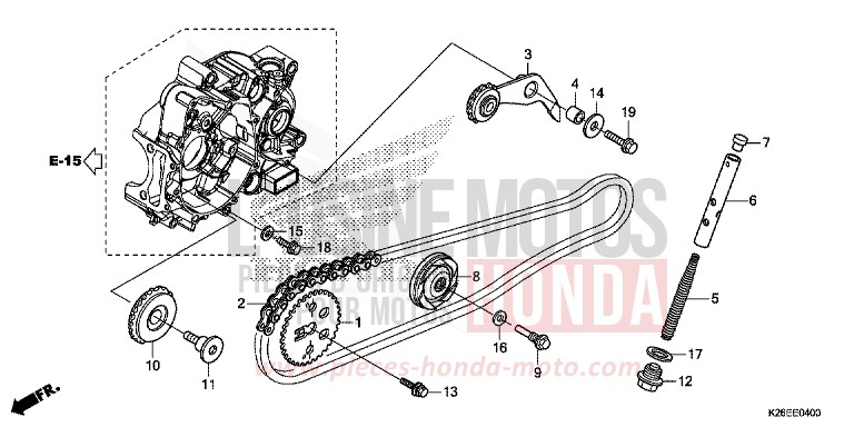 CHAINE A CAMES/TENDEUR de MSX125A PEARL VALENTINE RED (R353) 2018
