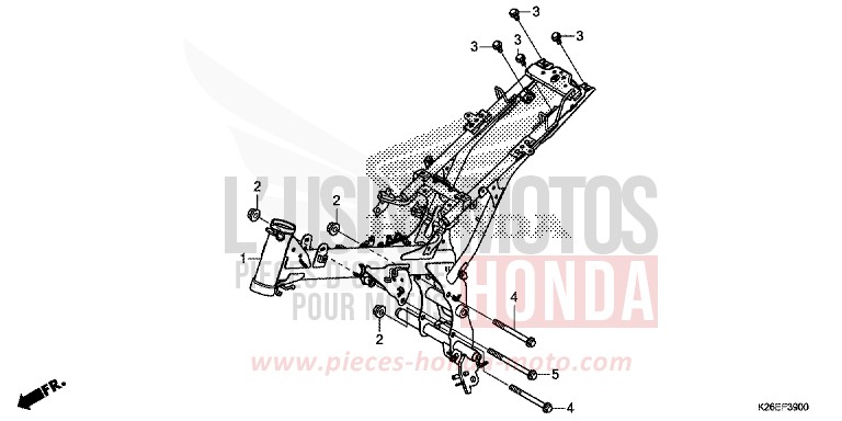 CARROSSERIE DE CHASSIS de MSX125A PEARL VALENTINE RED (R353) 2018