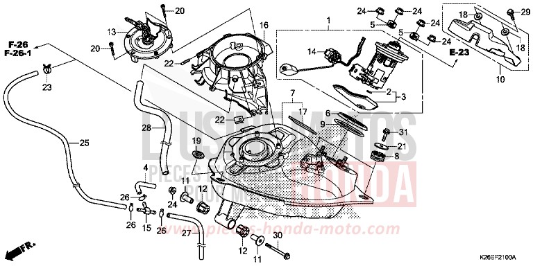 RESERVOIR A CARBURANT de MSX125 LEMON ICE YELLOW (Y196) 2016