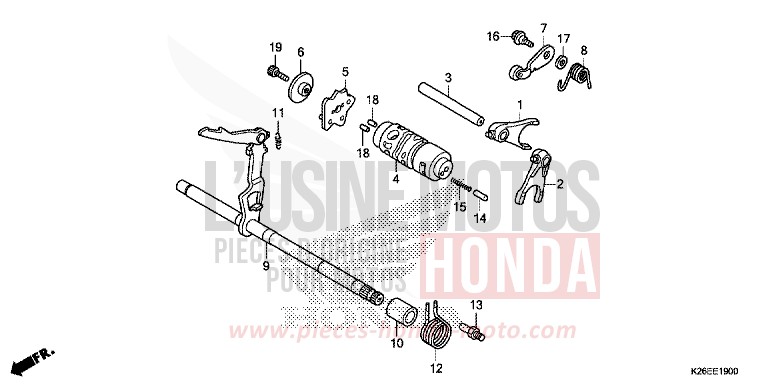 BARILLET DE SELECTION de MSX125 MAT AXIS GRAY METALLIC (NH303) de 2016