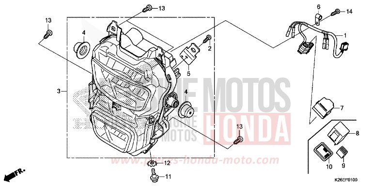 PROJECTEUR de MSX125 MAT AXIS GRAY METALLIC (NH303) 2016
