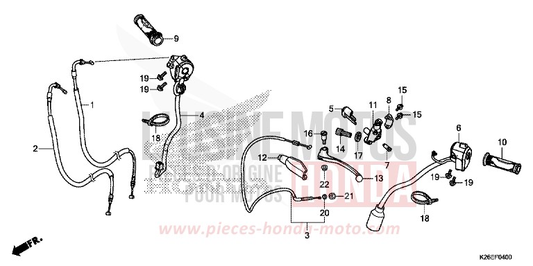 LEVIER DE GUIDON/COMMUTATEUR/CABLE de MSX125 MAT AXIS GRAY METALLIC (NH303) 2016