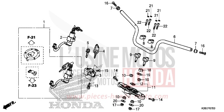 TUYAU DE GUIDON de MSX125 MAT AXIS GRAY METALLIC (NH303) 2016