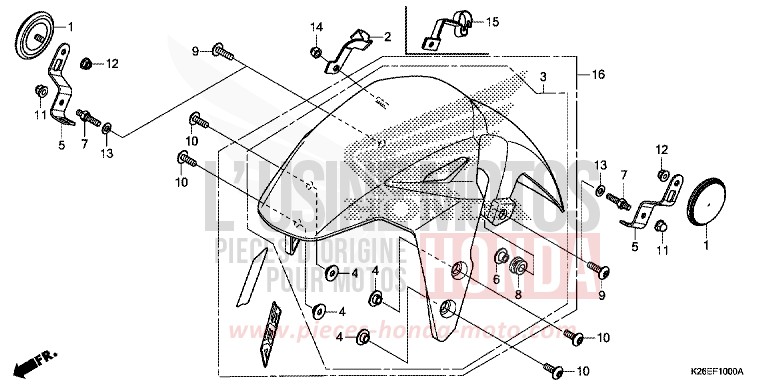 AILE AVANT de MSX125 MAT AXIS GRAY METALLIC (NH303) 2016