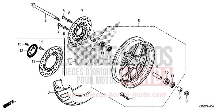 ROUE AVANT de MSX125 MAT AXIS GRAY METALLIC (NH303) de 2016