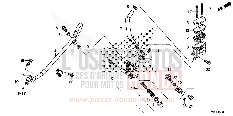 MAÎTRE-CYLINDRE DE FREIN ARRIÈRE de MSX125 MAT AXIS GRAY METALLIC (NH303) 2016