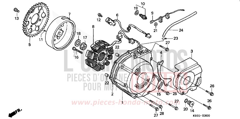 PANNEAU CARTER-MOTEUR G./ GENERATRICE de NSR125R NOIR (NH1) 2001