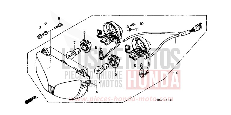 PROJECTEUR de NSR125R NOIR (NH1) 2001