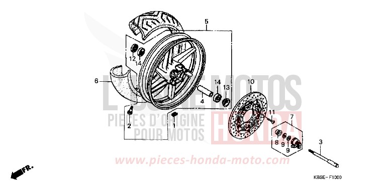 ROUE AVANT de NSR125R NOIR (NH1) 2001