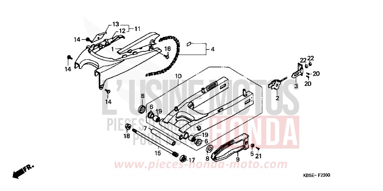 BRAS OSCILLANT/CARTER DE CHAINE de NSR125R NOIR (NH1) 2001