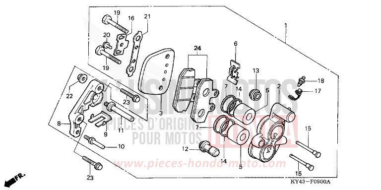 ETRIER DE FREIN AVANT de NSR125R REAL WHITE (NH250K) de 1989