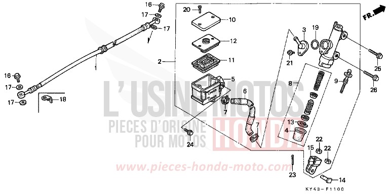 FREIN ARRIERE MAITRE-CYLINDRE de NSR125R REAL WHITE (NH250K) de 1989