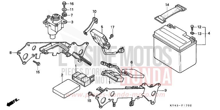 BATTERIE/ SERVO-MOTEUR de NSR125R REAL WHITE (NH250K) de 1989