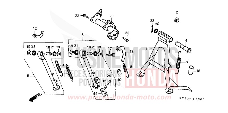 BEQUILLE de NSR125R REAL WHITE (NH250K) de 1989