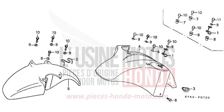 AILE AVANT (1) de NSR125R REAL WHITE (NH250G) de 1990