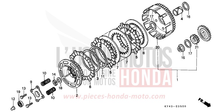 EMBRAYAGE de NSR125R REAL WHITE (NH250K) de 1990