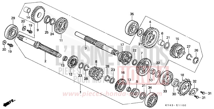 BOITE DE VITESSES de NSR125R REAL WHITE (NH250K) de 1990