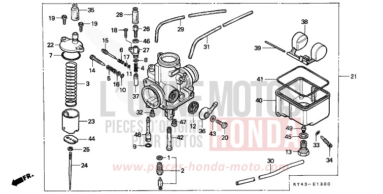 CARBURATEUR de NSR125R REAL WHITE (NH250K) de 1990