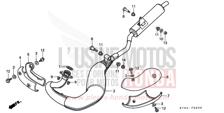 SILENCIEUX D'ECHAPPEMENT de NSR125R REAL WHITE (NH250K) de 1990