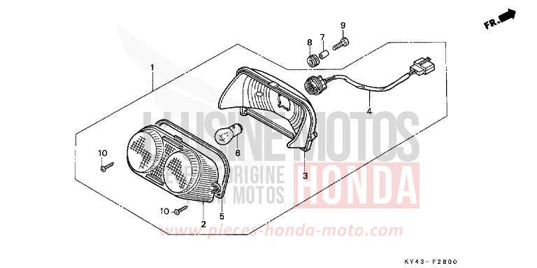 FEU ARRIERE de NSR125R REAL WHITE (NH250K) de 1990