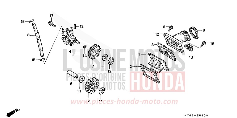 POMPE A HUILE de NSR125R BLACK (NH1E) de 1992