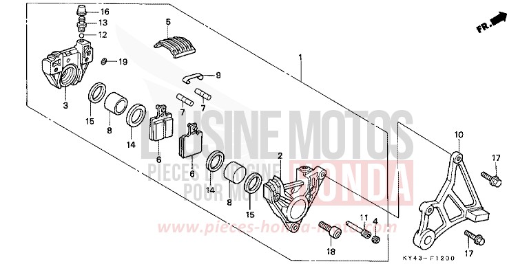 ETRIER DE FREIN ARRIERE de NSR125R BLACK (NH1E) de 1992