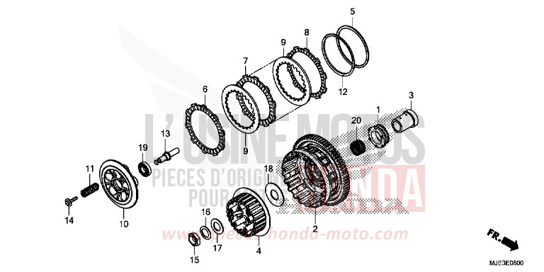 EMBRAYAGE de CBR650F PEARL METALLOID WHITE (NHA96) de 2014