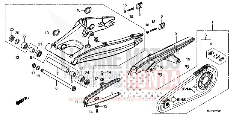 BRAS OSCILLANT de CBR650F SWORD SILVER METALLIC (NHA95) de 2014