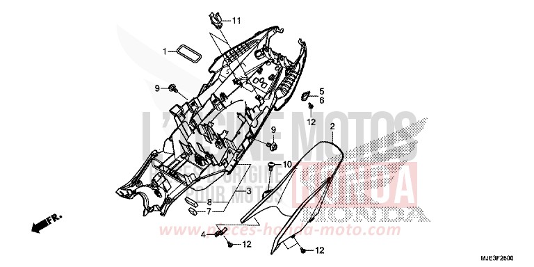 GARDE-BOUE ARRIERE de CBR650F SWORD SILVER METALLIC (NHA95) de 2014