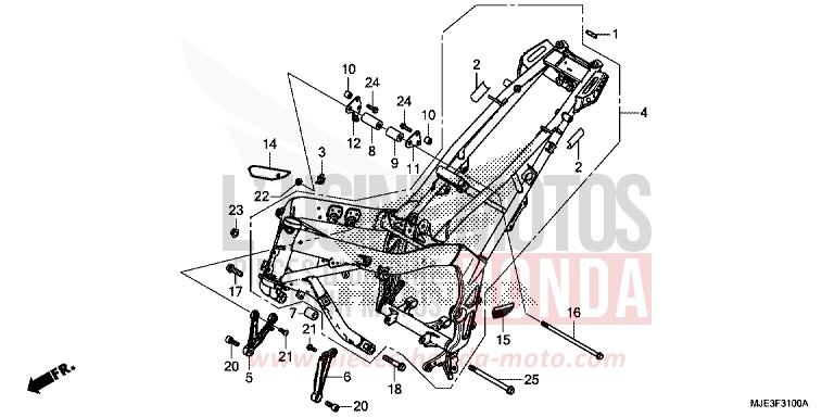 CARROSSERIE DE CHASSIS de CBR650F PEARL METALLOID WHITE (NHA96K) de 2014