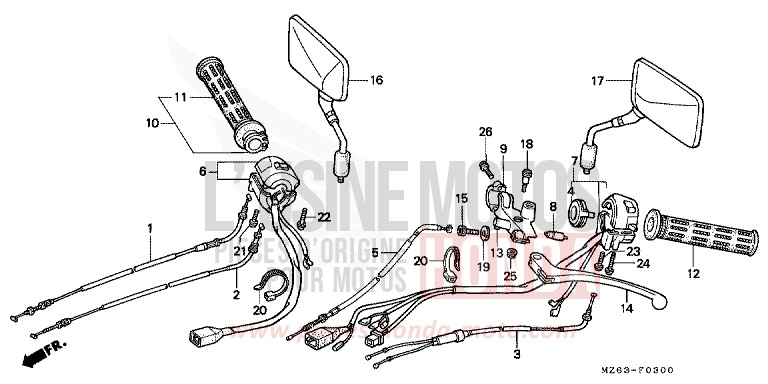 LEVIER DE GUIDON/COMMUTATEUR/CABLE de NTV MONZA RED (R110) 1995