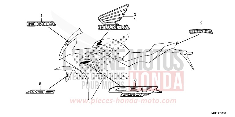 MARQUE (1) de CBR650F SWORD SILVER METALLIC (NHA95) de 2014