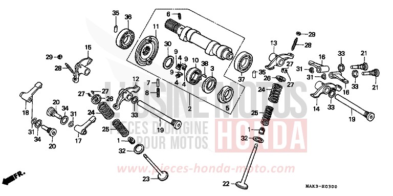 ARBRE A CAMES/SOUPAPE de SLR BEAK YELLOW (Y132) de 1998