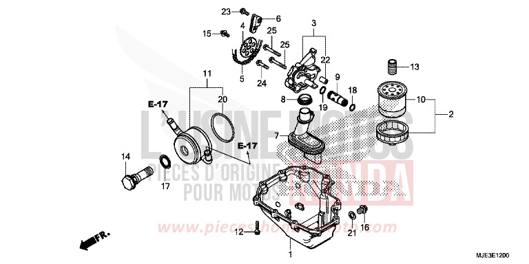 CARTER D'HUILE/POMPE A HUILE de CBR650F PEARL METALLOID WHITE (NHA96K) de 2014