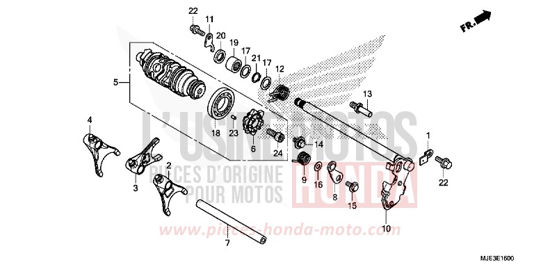 BARILLET DE SELECTION de CBR650F PEARL METALLOID WHITE (NHA96K) de 2014