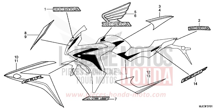 MARQUE (2) de CBR650F PEARL METALLOID WHITE (NHA96K) de 2014