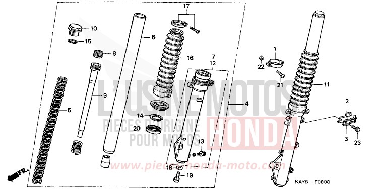 FOURCHETTE AVANT de Transcity PEARL ATLANTIS BLUE (B142H) 1995