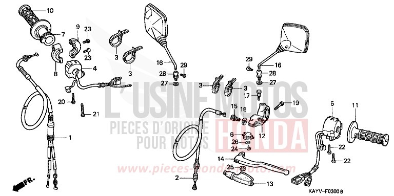 LEVIER DE GUIDON/COMMUTATEUR/CABLE de Transcity RADIANT RED METALLIC (R218K) 1997