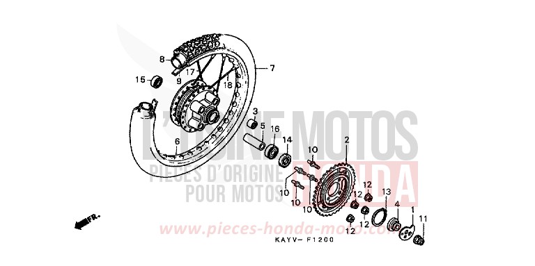 ROUE ARRIERE de Transcity RADIANT RED METALLIC (R218K) 1997