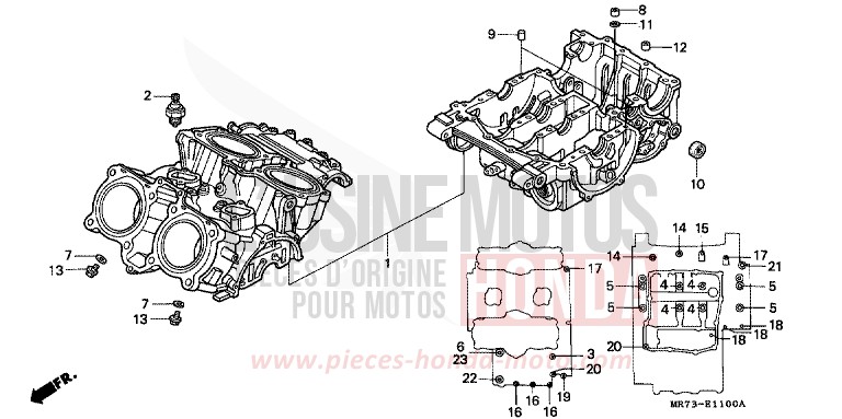 JEU DE CARTER MOTEUR de RC30 PEARL CRYSTAL WHITE (NH193H) 1989