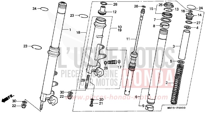 FOURCHETTE AVANT de RC30 PEARL CRYSTAL WHITE (NH193H) 1989