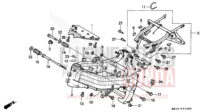 CARROSSERIE DE CHASSIS de RC30 PEARL CRYSTAL WHITE (NH193H) 1989