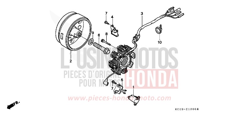 GENERATRICE de XR250R FIGHTING RED (R134) 2001