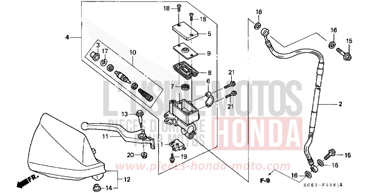 MAITRE-CYLINDRE FREIN AV. (CL/DK/ED/U) de XR250R FIGHTING RED (R134) 2001